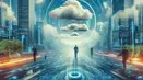 Futuristic business continuity illustration with cloud technology, showcasing data-centric strategies for the modern era.